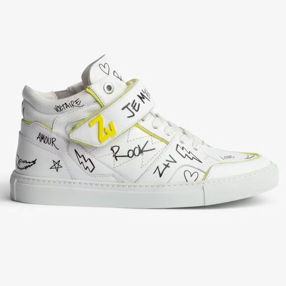 NWT Zadig & Voltaire ZV1747 Mid Flash Fluorescent Suede Charms Sneakers size 39 - Picture 1 of 13